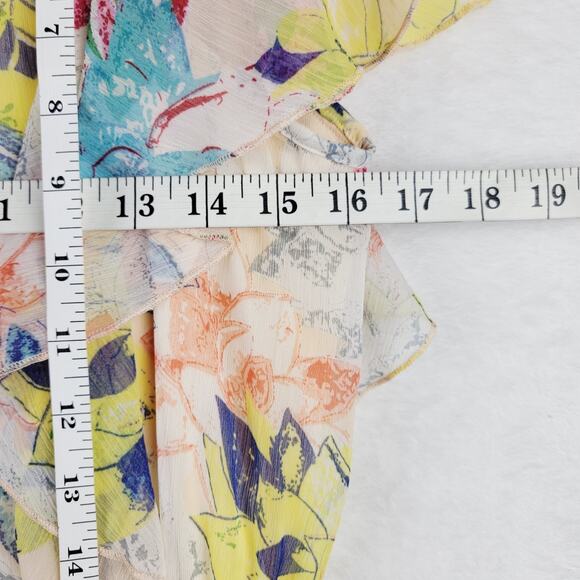 Whimsical L Midi Sun Dress Fairycore Romantic Colorful Floral Ruffle Sleeveless - Picture 9 of 10